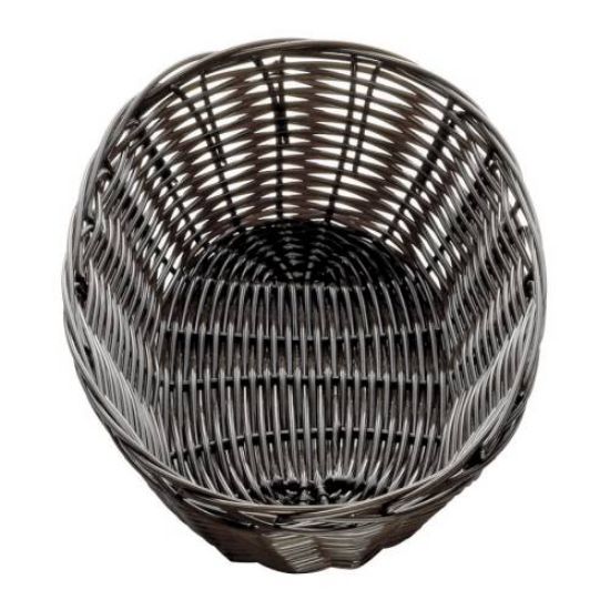 Picture of BREAD BASKET WOVEN PLASTIC DARK BROWN OVAL - 230MM x 167MM (BBO1001)
