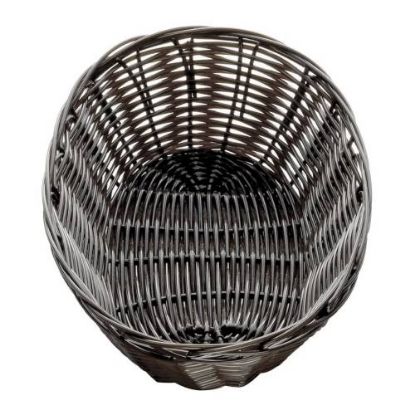 Picture of BREAD BASKET WOVEN PLASTIC DARK BROWN OBLONG - 230MM x 100MM x 45MM (BBO1002)