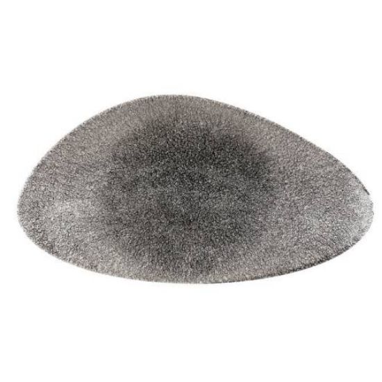 Picture of RAKU - QUARTZ BLACK - CHEFS' TRIANGLE PLATE - 35CM X 19CM (6) (CC-RKBQ-TC35.1)