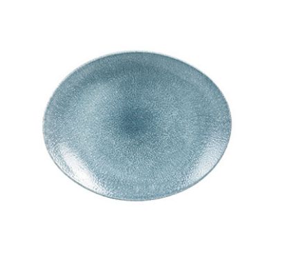 Picture of RAKU - TOPAZ BLUE - OVAL COUPE PLATE - 31.7CM X 25.5CM (12) (CC-RKTB-OP12.1)