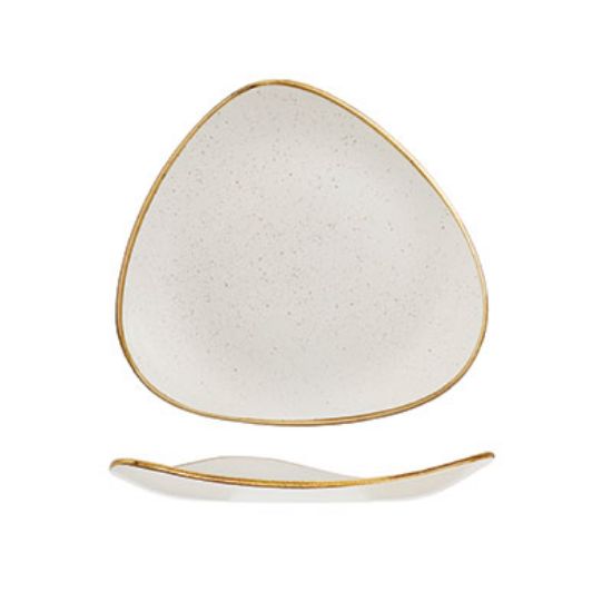 Picture of STONECAST - BARLEY WHITE - TRIANGLE PLATE - 26.5CM (12) (CC-SWHS-TR10.1)