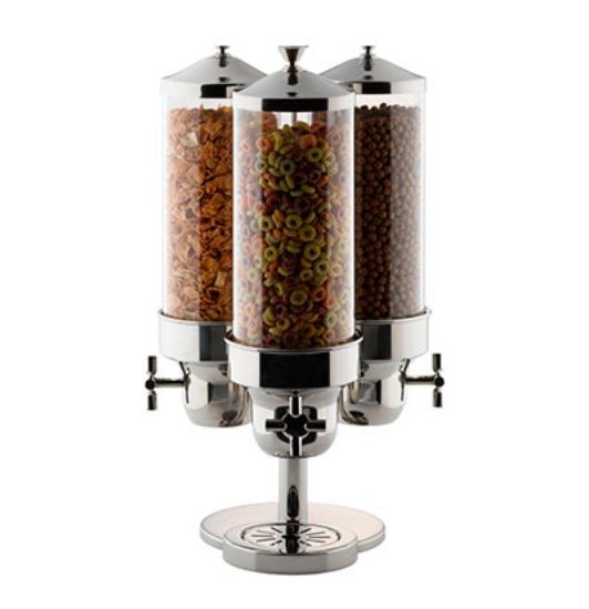 Picture of CEREAL DISPENSER TRIPLE S/STEEL - POLYCARBONATE CYLINDER 265MM X 265MM X 595MM 11LT (CDT0011)