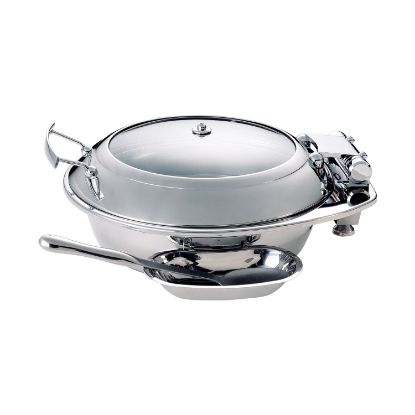 Picture of CHAFER INDUCTION ROUND ‘SMART’ WITH GLASS LID 18/10 S/STEEL (EXCLUDES SPOON) 435MM X 505MM X 202MM (CIR0065)
