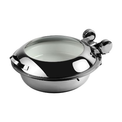 Picture of CHAFER INDUCTION ROUND ‘SMART W’ WITH GLASS LID - 18/10 S/STEEL 440MM X 490MM X 195MM 6.5LT (CIR2065)