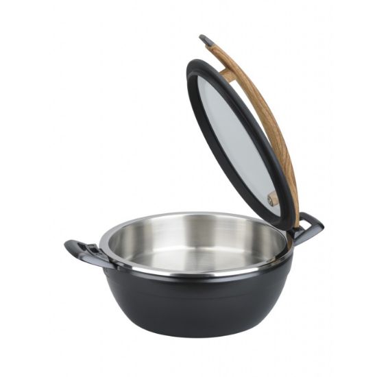 Picture of ARTISAN ROUND CASTING CHAFER WITH WOODEN HANDLE L449MM X W330MM X H209MM 4.5LT (CIR4045)
