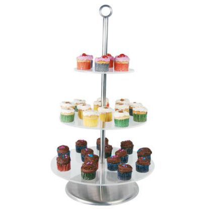 Picture of CAKE STAND CLEAR PLASTIC - 3 TIER 340MM X 285MM X 190MM (CSP2003)