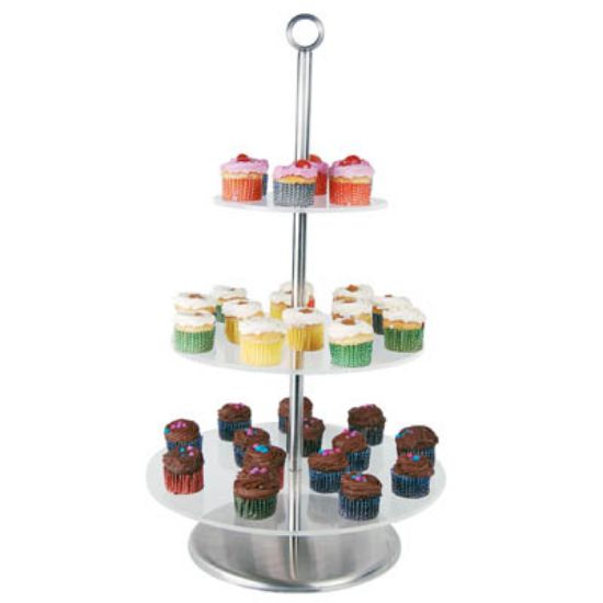 Picture of CAKE STAND CLEAR PLASTIC - 3 TIER 340MM X 285MM X 190MM (CSP2003)
