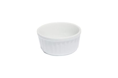 Picture of PRIMA - WHITE - RIBBED RAMEKIN - 9CM - 140ML (24) (DA-015)