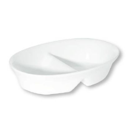 Picture of PRIMA - WHITE - OVAL DIVIDED BOWL - 20CM - 100ML PER SIDE (12) (DA-1085)