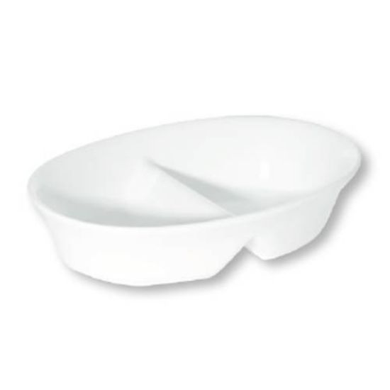 Picture of PRIMA - WHITE - OVAL DIVIDED BOWL - 20CM - 100ML PER SIDE (12) (DA-1085)