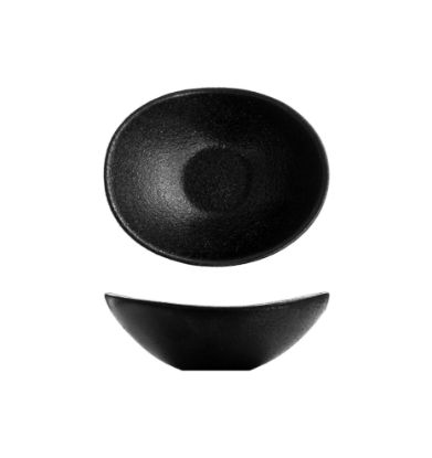 Picture of TEMPEST - BLACK - OVAL SAUCE DISH - 10CM - 80ML (24) (DA-1105)