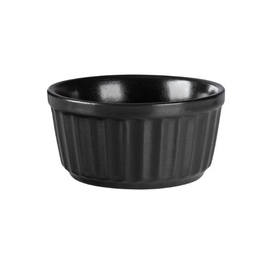 Picture of TEMPEST - BLACK - RIBBED RAMEKIN - 9CM - 140ML (24) (DA-1117)