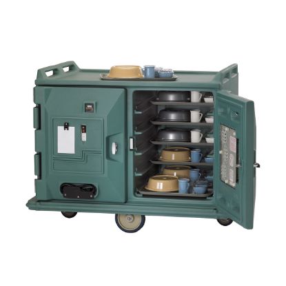 Picture of ELECTRICALLY HEATED 20 TRAY LOW PROFILE MEAL DELIVERY CART SLATE BLUE 220V - TWO CABINET (EHT0001)