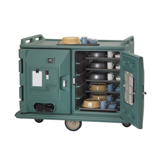 Picture of ELECTRICALLY HEATED 20 TRAY LOW PROFILE MEAL DELIVERY CART SLATE BLUE 220V - TWO CABINET (EHT0001)