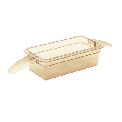 Picture of HIGH HEAT 1/3 GN PAN AMBER WITH DOUBLE HANDLE - FOR PHU UNITS - 100MM D 3.6LT (HHP1002)