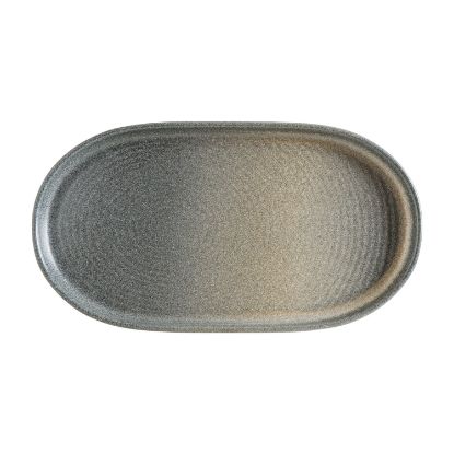 Picture of RIPPLE - HORNFELS - OVAL WALLED PLATE - 33 X 18CM (6) (HORRPL33OV)